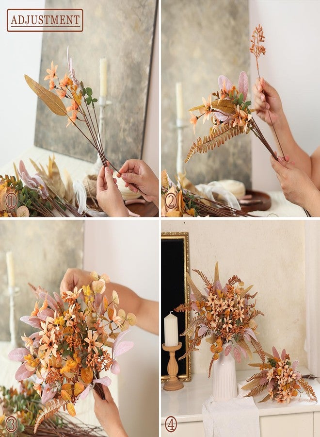 FOTEEWL 75 Pcs Artificial Greenery Stems Box Set,with 8 Kinds of Faux Plants and Fake Flowers for DIY Bridal Bouquets Wedding Floral Arrangement Table Centerpieces Fall Decoration (Orange) - Image 5