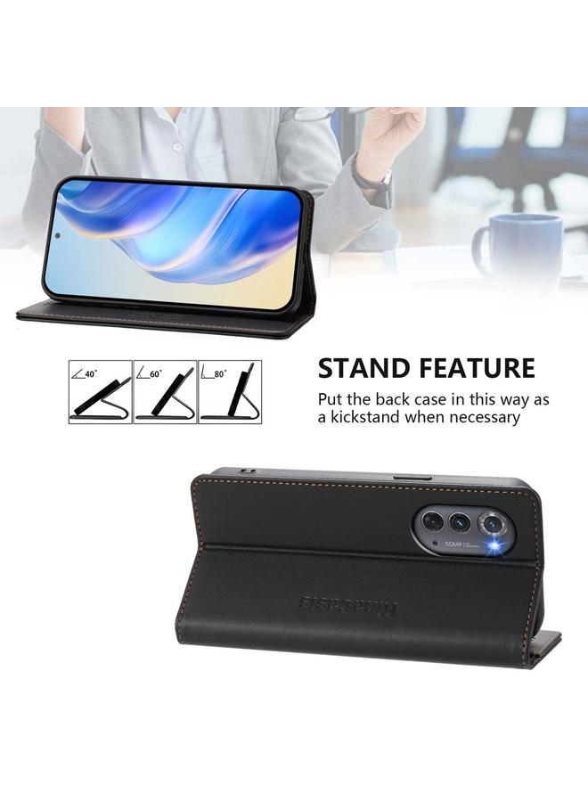 اس-توب جراب لهاتف Motorola Edge 2022 / Edge 5G UW 2022 RC01 جراب هاتف جلدي مزدوج الطي مزود بخاصية الشفط المغناطيسي بتقنية RFID - Image 4