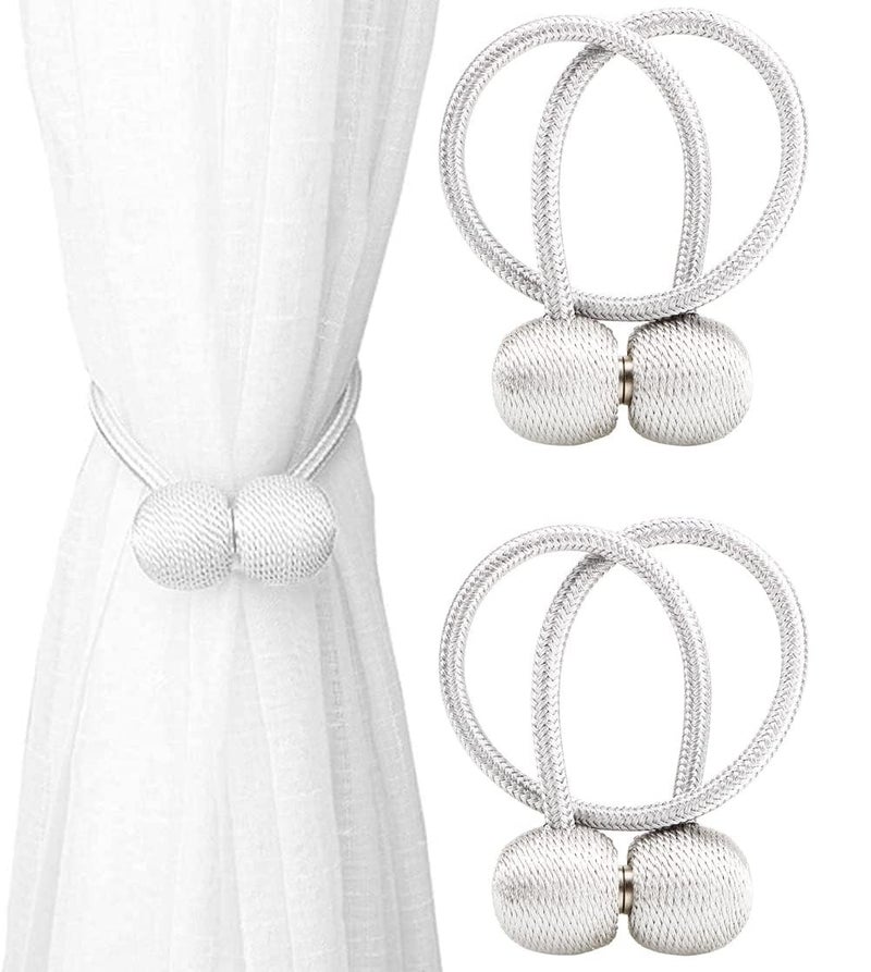 ELMVIA Magnetic Curtain Tiebacks Curtain Tiebacks Buckles Holdbacks Holders Hooks Clip for Home Outdoor Bedroom Office Decorative Curtain 2PCS (White) - Image 3