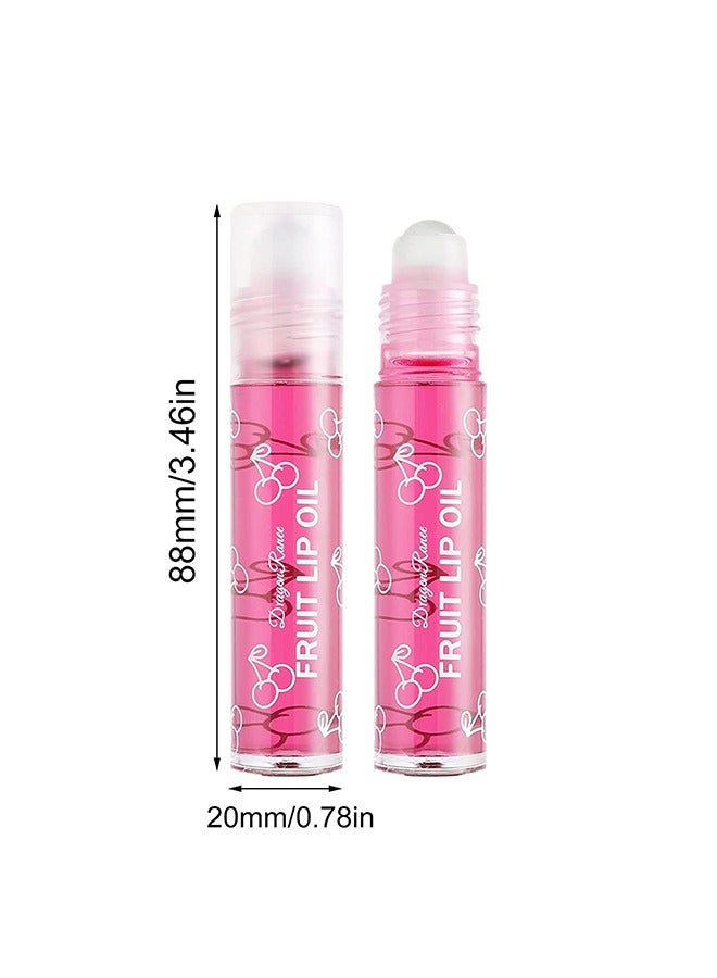 Fruity Flavors Rolling Ball Lip Oil, Long Lasting Moisturizing Lip Balm, Roll-On Lip Gloss, Fruity Flavor Glossy Lip Make-up for All Ages, Transparent Lip Gloss, Cherry - Image 5