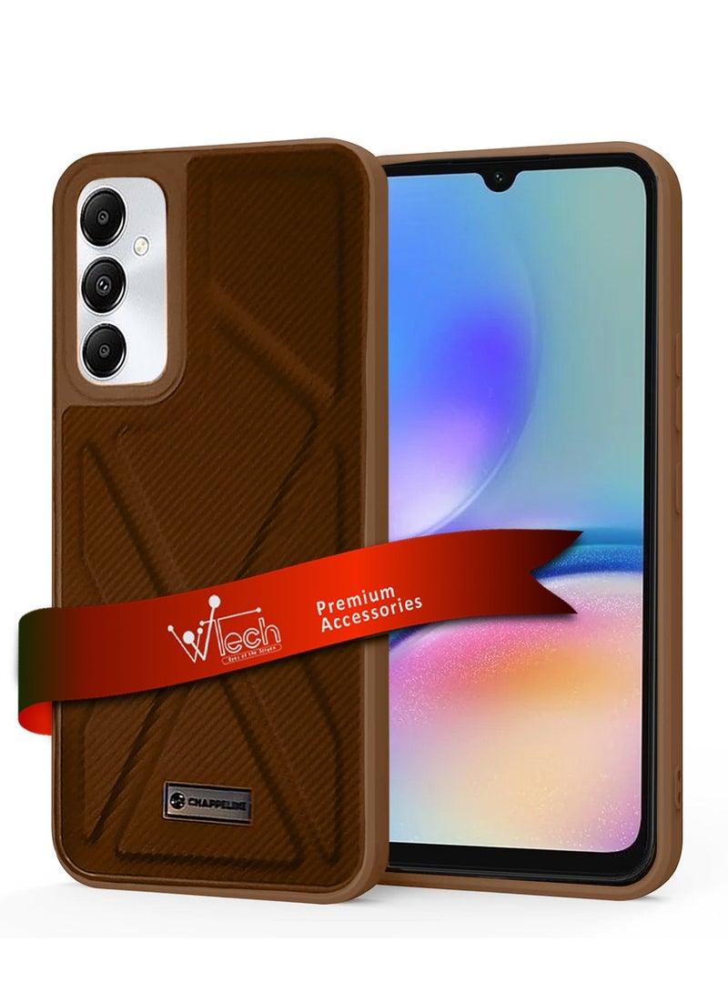 CHAPPELINE Leather Silicone Soft Shockproof Premium Camera Protection Case Cover For Samsung Galaxy A05s Brown. - Image 1