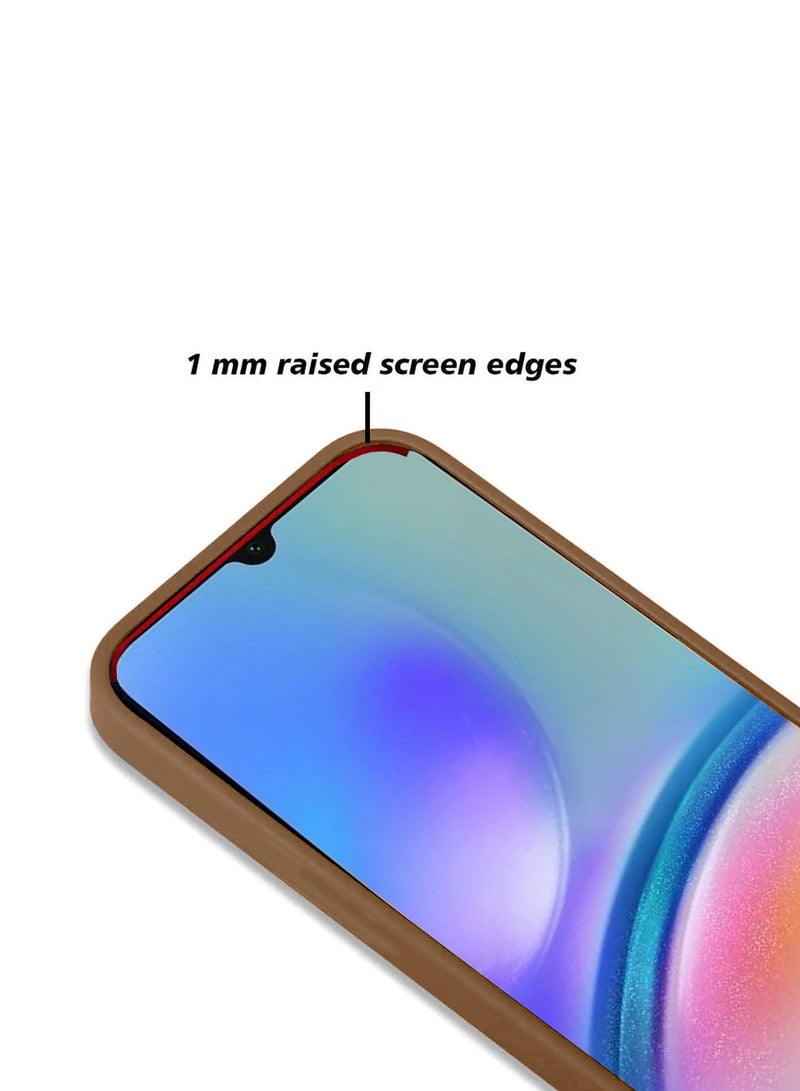 CHAPPELINE Leather Silicone Soft Shockproof Premium Camera Protection Case Cover For Samsung Galaxy A05s Brown. - Image 3