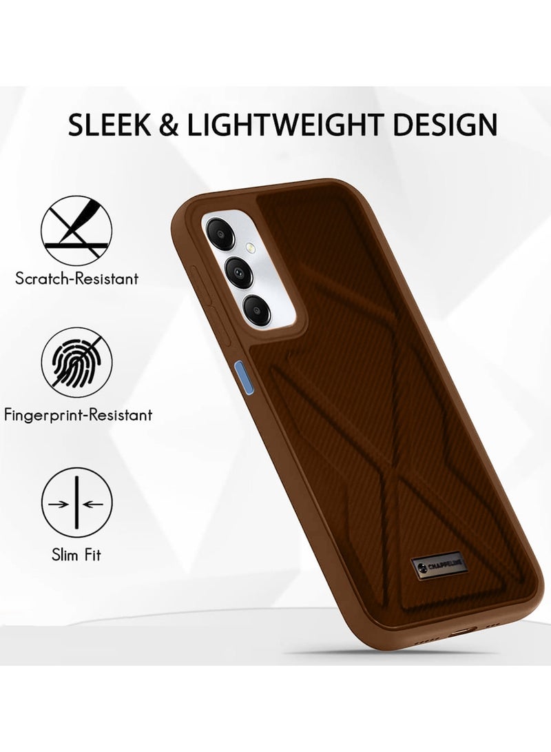 CHAPPELINE Leather Silicone Soft Shockproof Premium Camera Protection Case Cover For Samsung Galaxy A05s Brown. - Image 2