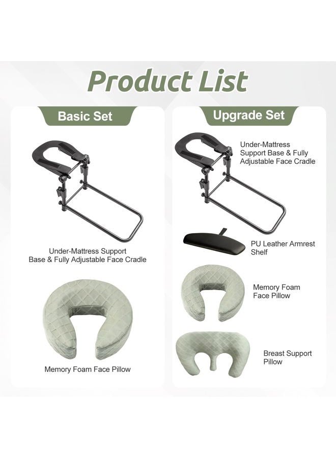 Cxgros Massage Headrest for Bed, Adjustable Massage Face Cradle at Home, Portable Massage Table Kit for Sleeping Mattress, Face Down Pillow After Eye Surgery (with Armrest Shelf & Breast Pillow) - Image 3