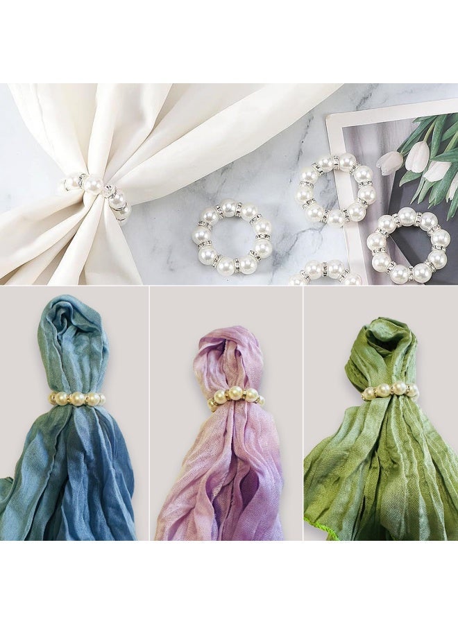 10Pcs Pearl Napkin Rings Imitation Pearl Beaded Napkin Rings Holder Elegant Rhinestone Serviette Rings Silver napkin ring Buckle for Dinner Table Decoration Parties Weddings Receptions Supplies for Everyday or Formal Decor Home Dinner Party - Image 5