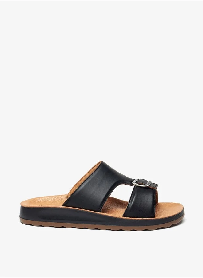 Le Confort Men's Solid Arabic Sandals with Buckle Detail