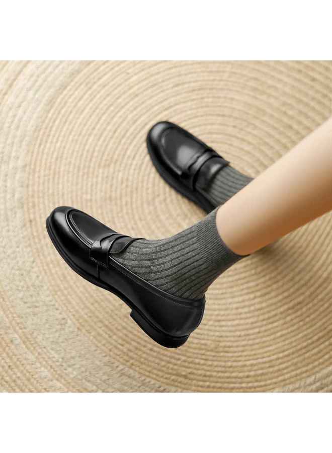 St&Sat Top Grain Leather】versatile Loafer Flats For Spring And Autumn, Jk Uniform Shoes For Women, Low-cut Women's Single Shoes - Image 4