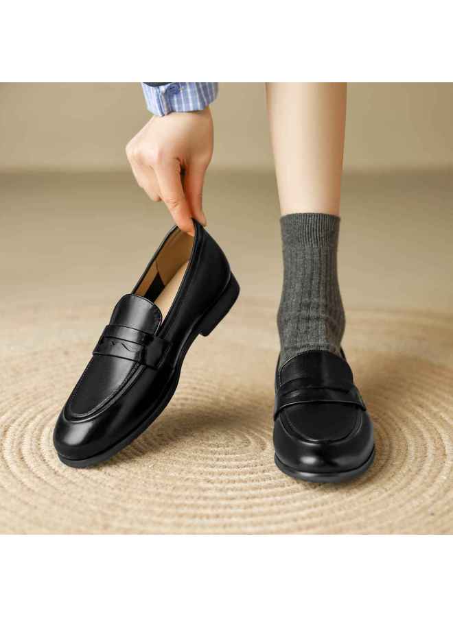 St&Sat Top Grain Leather】versatile Loafer Flats For Spring And Autumn, Jk Uniform Shoes For Women, Low-cut Women's Single Shoes - Image 3