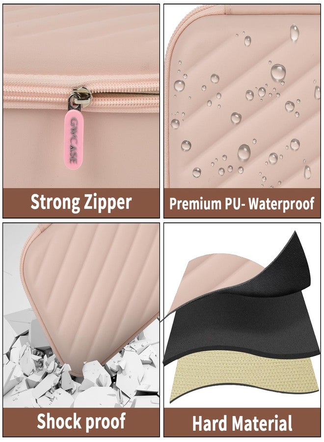 GWCASE حافظة مجوهرات للسفر للنساء من GWCASE، صندوق مجوهرات وردي من PU مع 8 أكياس مجوهرات مخملية بسحاب. منظم من طبقتين للخواتم، الأقراط، القلائد والأساور - هدية أنيقة لها (حافظة فقط) - Image 5