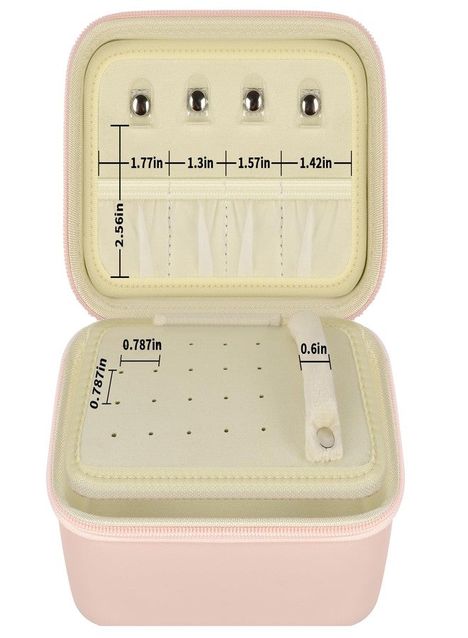 GWCASE حافظة مجوهرات للسفر للنساء من GWCASE، صندوق مجوهرات وردي من PU مع 8 أكياس مجوهرات مخملية بسحاب. منظم من طبقتين للخواتم، الأقراط، القلائد والأساور - هدية أنيقة لها (حافظة فقط) - Image 4