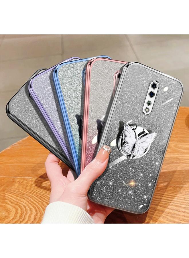 S-TOP Case For OPPO Reno Z Plated Gradient Glitter Butterfly Holder TPU Phone Case - Image 2