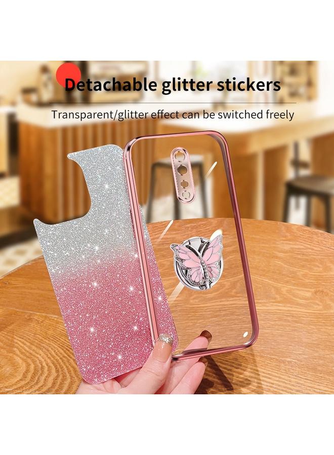 S-TOP Case For OPPO Reno Z Plated Gradient Glitter Butterfly Holder TPU Phone Case - Image 4