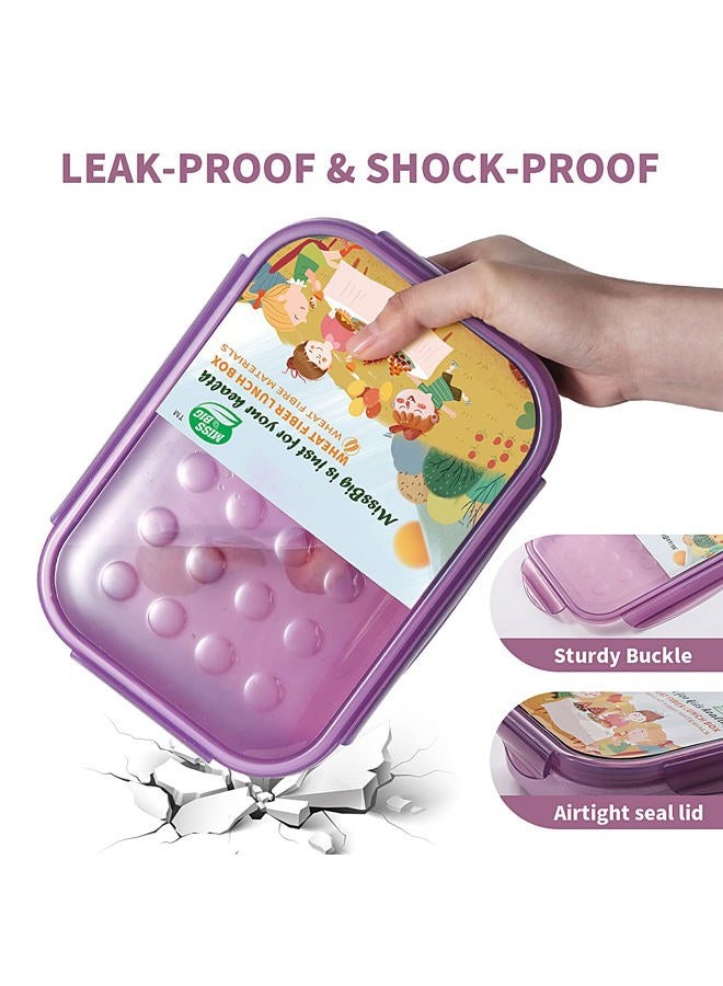 MISS BIG ® Bento Box,Bento Box Adult,Lunch Box,Leak Proof Lunch Containers,No BPAs and No Chemical Dyes Bento Lunch Box,Dishwasher and Microwave Safe Lunch Containers for Adults(1900ml Purple) - Image 2