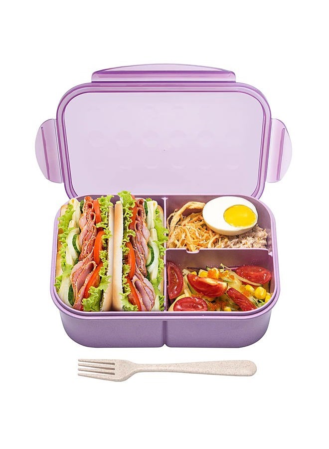 MISS BIG ® Bento Box,Bento Box Adult,Lunch Box,Leak Proof Lunch Containers,No BPAs and No Chemical Dyes Bento Lunch Box,Dishwasher and Microwave Safe Lunch Containers for Adults(1900ml Purple) - Image 1