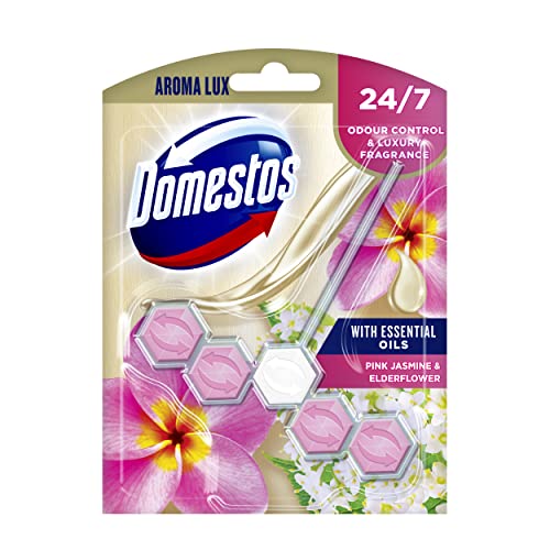 Domestos With Essential Oils Pink Jasmine & Elderflower Toilet Block 55g - Image 1