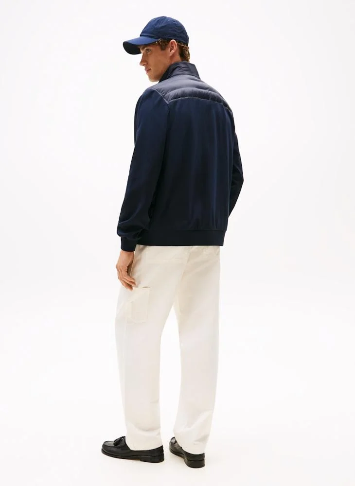 TOMMY HILFIGER Mix Media Stand Collar Zip-Through Sweatshirt