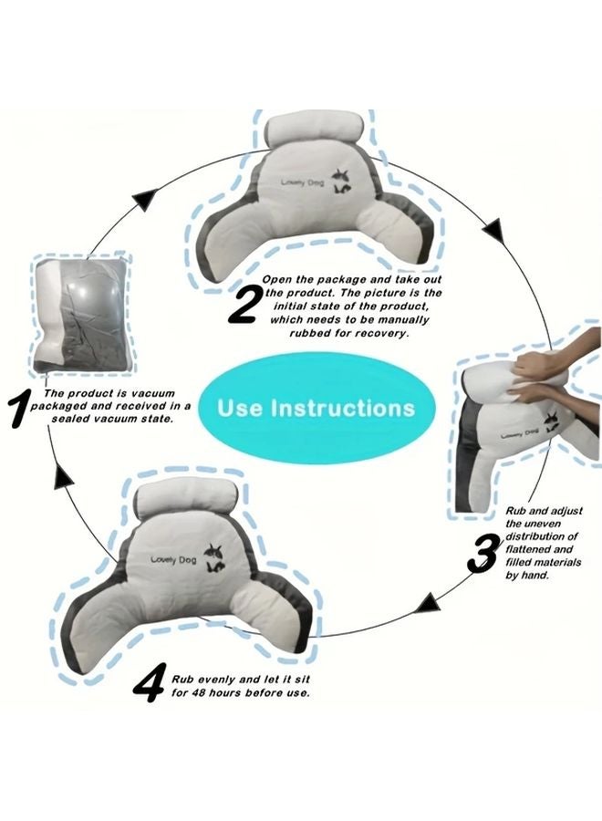 Light Grey Large Ergonomic Reading Pillow For Neck Back Support Washable - Image 5