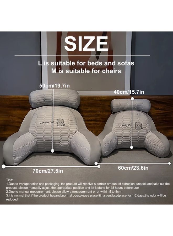 Light Grey Large Ergonomic Reading Pillow For Neck Back Support Washable - Image 4