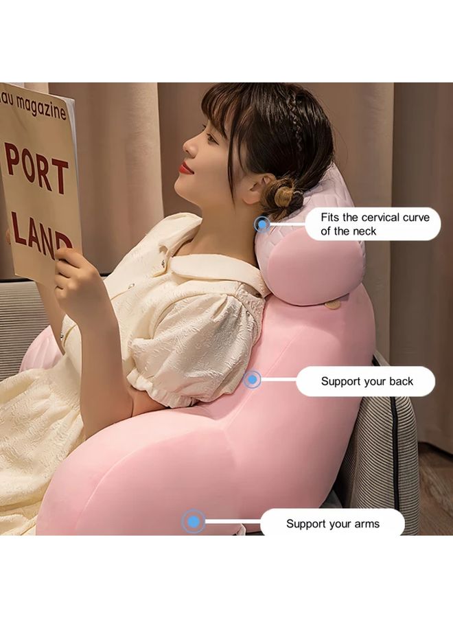 Light Grey Large Ergonomic Reading Pillow For Neck Back Support Washable - Image 3