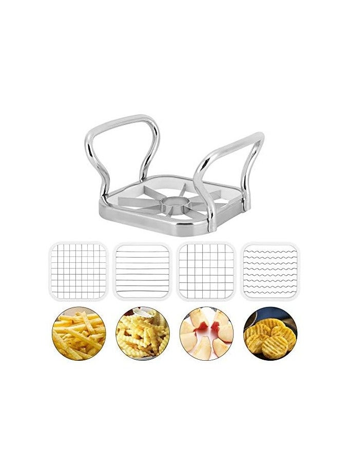 erorex French Fry Maker, 5in 1 Stainless Steel Potatoes Fruit Cutter Chipper Chopper Maker French Fry Tool Kitchen Gadgets - Image 1