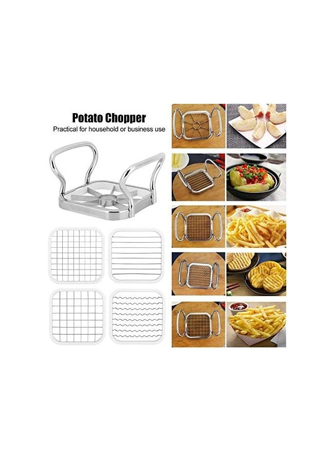 erorex French Fry Maker, 5in 1 Stainless Steel Potatoes Fruit Cutter Chipper Chopper Maker French Fry Tool Kitchen Gadgets - Image 3