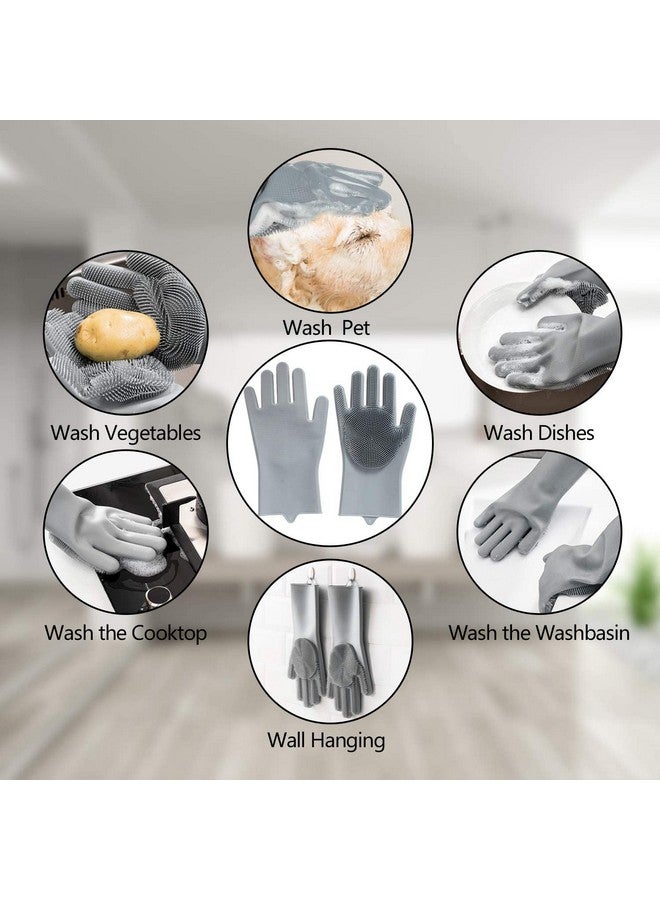 Styllent Pack Of 2 Dog Cats Pet Grrooming Silicon Shampoo Dispenser Brush With 1 Pair Bathing Gloves Soft Bristle For Soothing Scrubber Massage Shower Use Clean Loose Hair Fur For Dogs Pets - Image 5