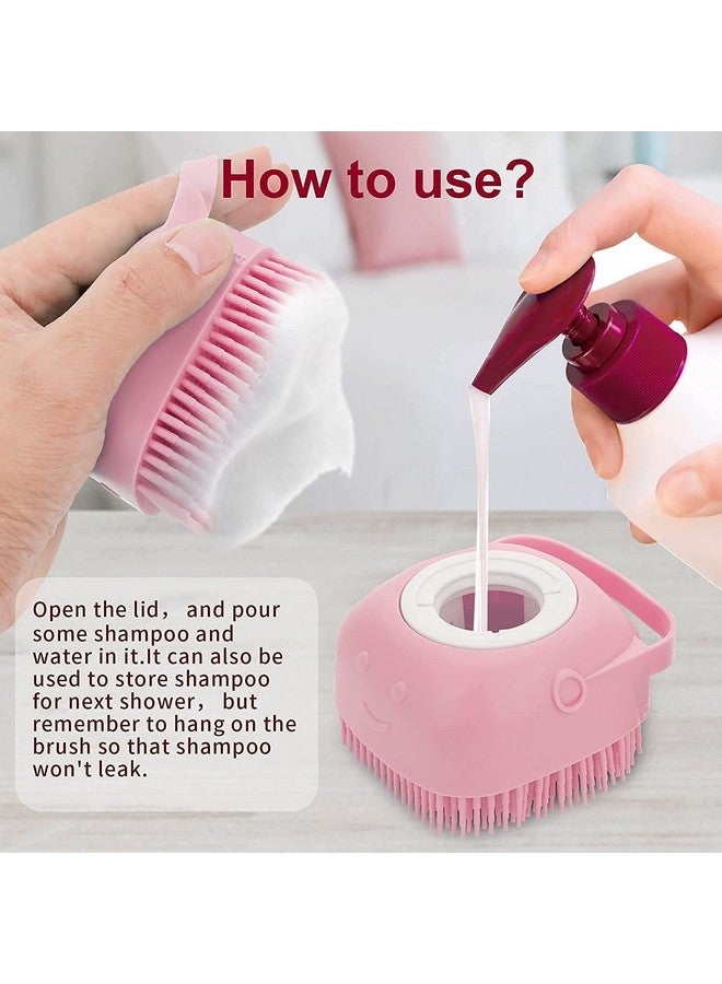 Styllent Pack Of 2 Dog Cats Pet Grrooming Silicon Shampoo Dispenser Brush With 1 Pair Bathing Gloves Soft Bristle For Soothing Scrubber Massage Shower Use Clean Loose Hair Fur For Dogs Pets - Image 3