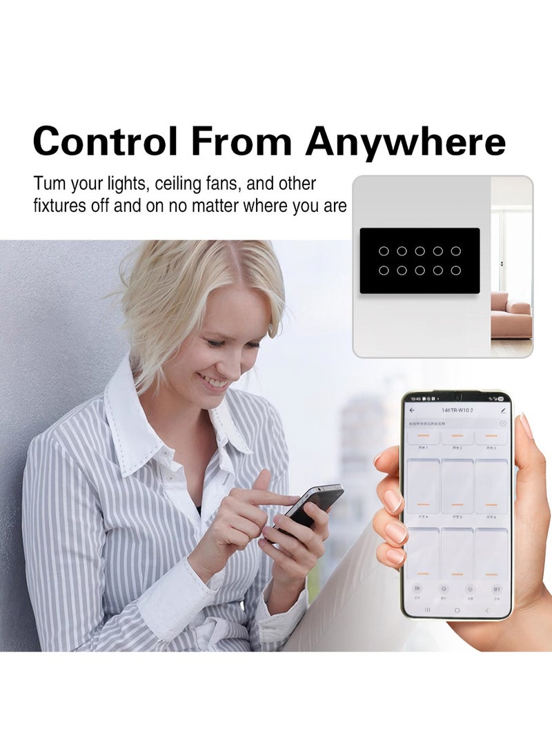 UBARO 8 Gang WiFi Smart Touch Switch, Tempered Glass Panel, Voice Control Compatible with Alexa/Google  Home - Image 3