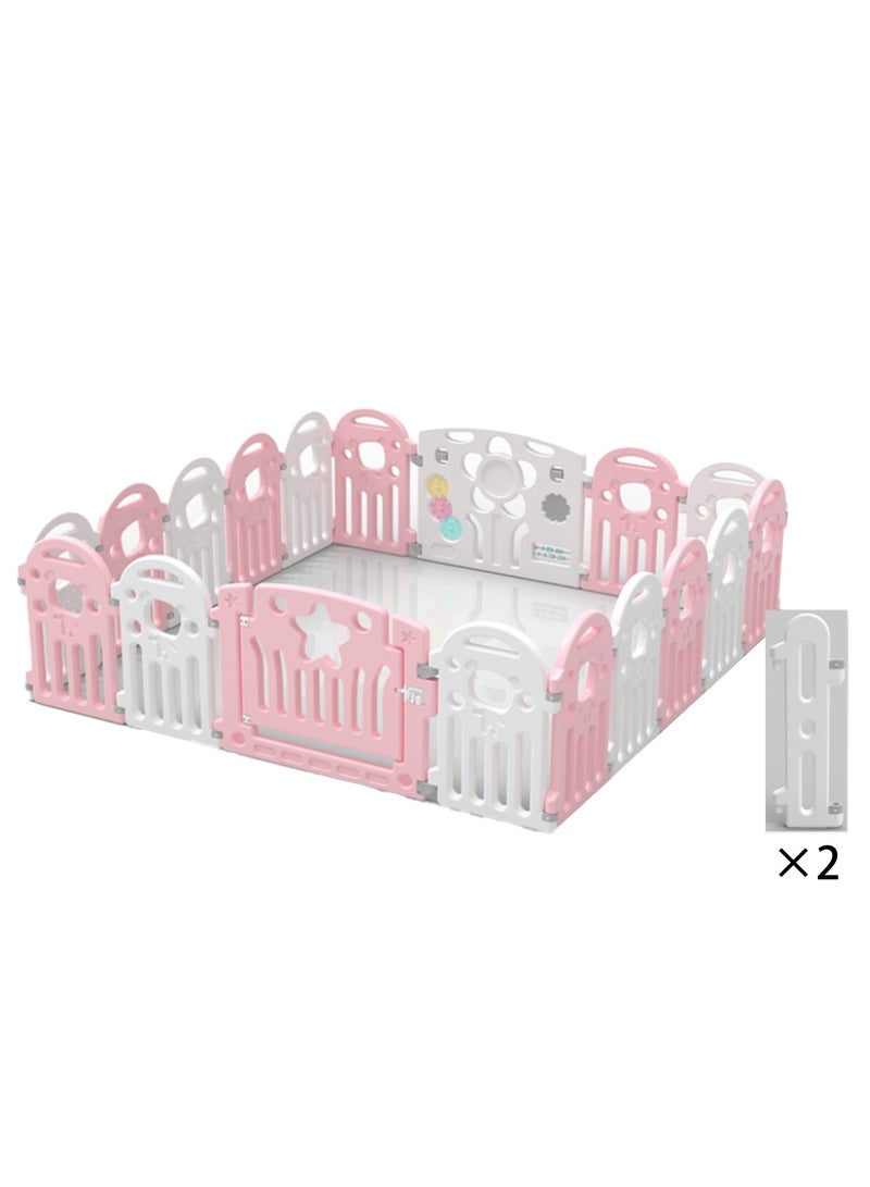 Jorunb Baby Playpen, 16-Panel Extra Large Playpen for Babies and Toddlers, Foldable Activity Play Center with Safety Gate, Indoor and Outdoor Baby Fence NO Gaps for Boys Girls,16 Panels+1 Door Bar+1 Game Bar+2 Extension Bar - Image 1