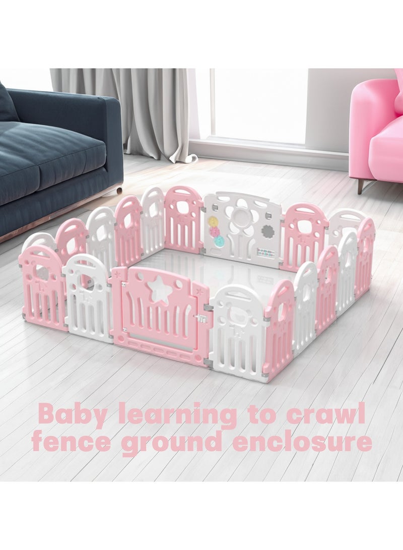 Jorunb Baby Playpen, 16-Panel Extra Large Playpen for Babies and Toddlers, Foldable Activity Play Center with Safety Gate, Indoor and Outdoor Baby Fence NO Gaps for Boys Girls,16 Panels+1 Door Bar+1 Game Bar+2 Extension Bar - Image 3