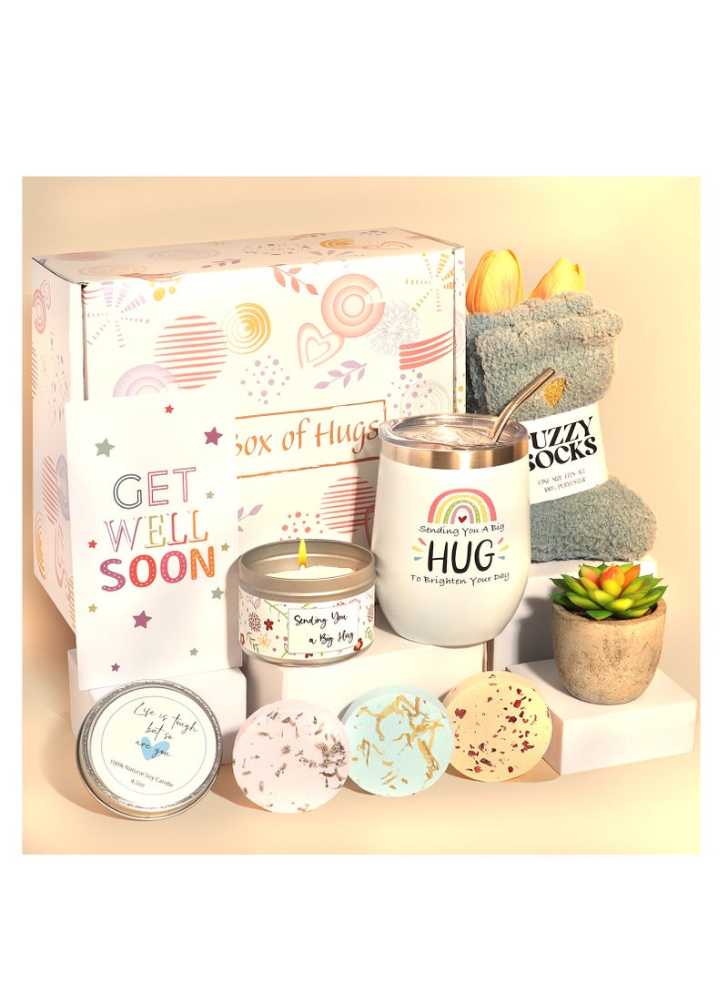 شو وو هدايا للنساء، مجموعة العناية بالمنتجعات الصحية للاسترخاء مع زجاجة مياه سعة 12 أونصة، سلة هدايا للاستحمام للعناية الذاتية للنساء، عيد الحب، سلال هدايا سبا لعيد الأم للنساء، أبيض - Image 1