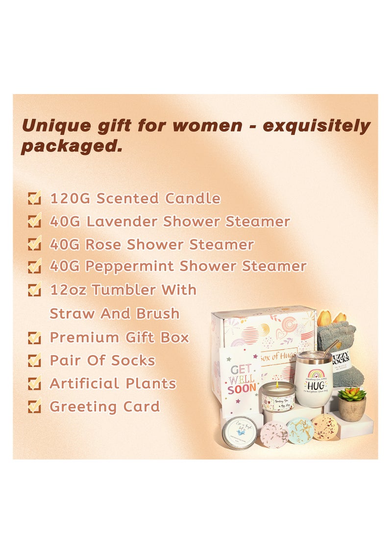 شو وو هدايا للنساء، مجموعة العناية بالمنتجعات الصحية للاسترخاء مع زجاجة مياه سعة 12 أونصة، سلة هدايا للاستحمام للعناية الذاتية للنساء، عيد الحب، سلال هدايا سبا لعيد الأم للنساء، أبيض - Image 3