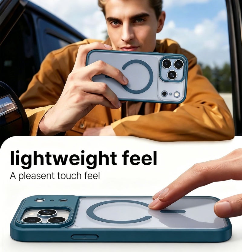 for iPhone 17 Pro Max Case Compatible with MagSafe,Magnetic Phone Case for iPhone 17 Pro Max,Diamond Texture Matte Anti-Fingerprint Shockproof Luxury INS Style Protective Cover Dark Blue - Image 4