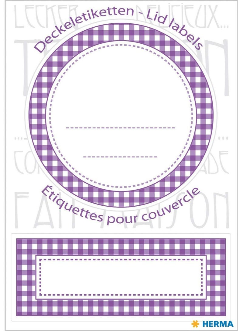 Herma Round and Rectangular Kitchen Jar Labels in Purple Checkered Pattern (HERMA 15048) - A Decorating and Labeling Kit for Jam, Spice, and Home Preserved Foods - Image 2