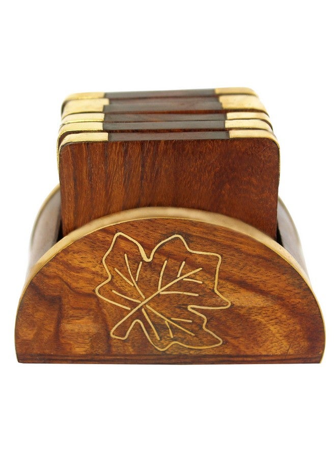 ITOS365 Wooden Drink & Glass Coasters - Set of 6 | Durable Wood Oval Table Coaster with Holder for Tea Cups, Coffee Mugs, Beer Cans, Tumblers and Water Glasses | Ideal for HOM & Kichen - Image 2