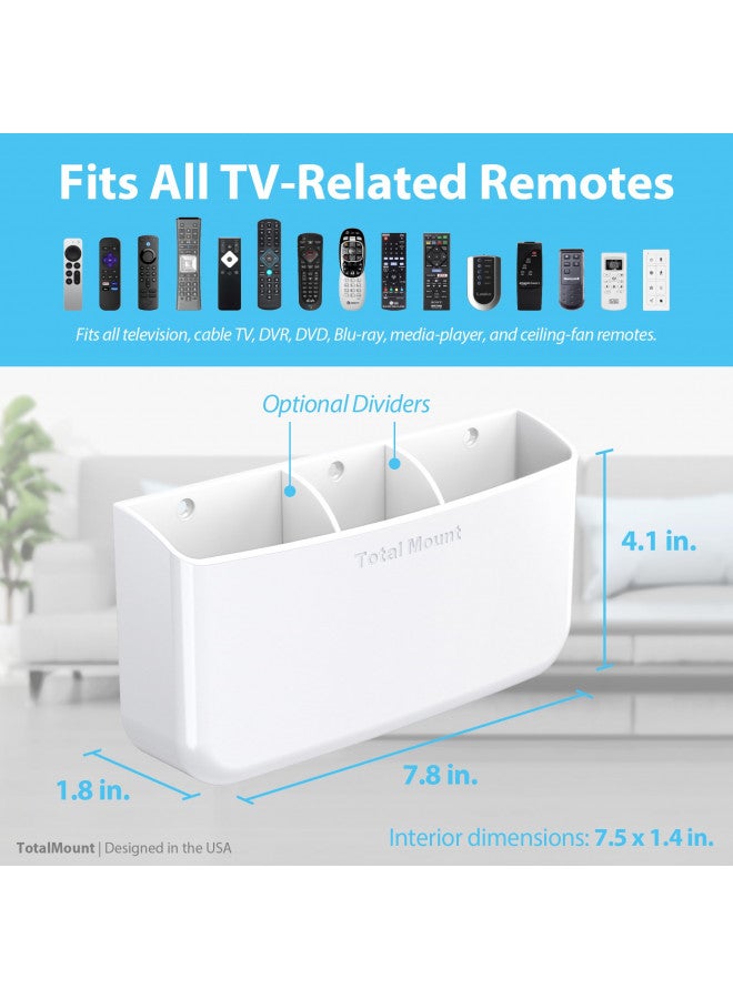 TotalMount TotalMount Hole-Free Remote Holder Eliminates Need to Drill Holes in Your Wall (Premium White Holder for 3 or 4 Remotes)  - Image 2