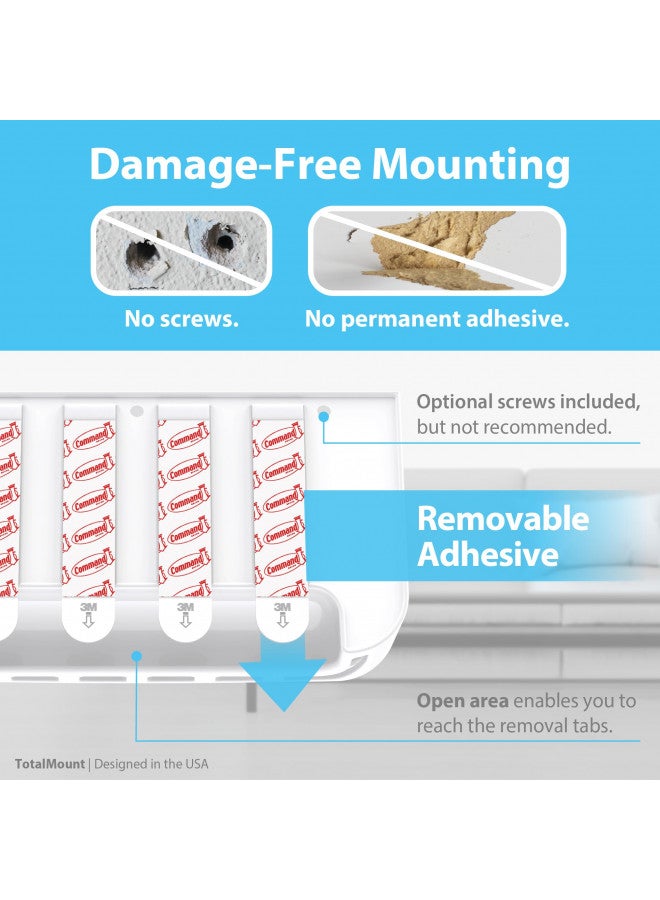 TotalMount TotalMount Hole-Free Remote Holder Eliminates Need to Drill Holes in Your Wall (Premium White Holder for 3 or 4 Remotes)  - Image 3
