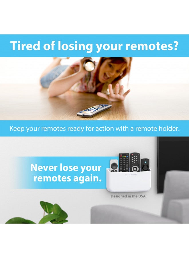 TotalMount TotalMount Hole-Free Remote Holder Eliminates Need to Drill Holes in Your Wall (Premium White Holder for 3 or 4 Remotes)  - Image 1