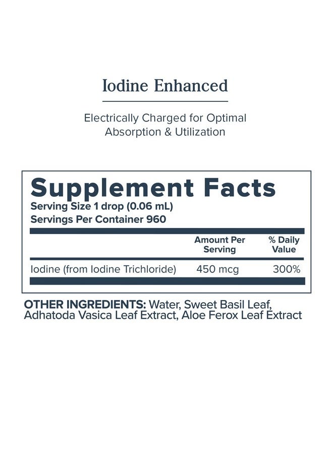 Atomidine 450Mcg Liquid Iodine Drops Electrically Charged Iodine Supplement For Healthy Thyroid Support* Bioavailable Formula Vegan  Cruelty Free Approx 960 Servings 2 Fl Oz
