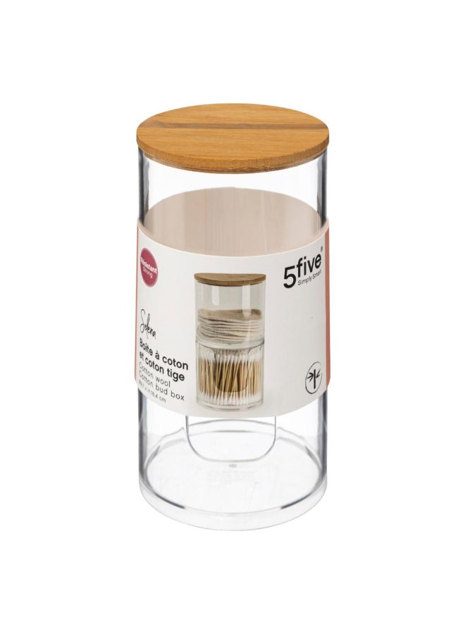 Five Simply Smart Selena Cylindrical Cotton Pad and Swab Dispenser Clear and Brown 18.4 x 9.7 x 9.7 cm 174862 - Image 2