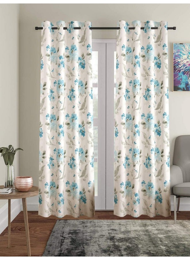 Trance Home Linen Floral Printed Door and Window Curtain | 7 Feet Parda for Living Room Bedroom Office | 100% Cotton 60-65% Room Darkening Curtains | (Tashi Blue- Set 2, 7ft Door Curtains) - pzsku/Z6B706EB44699C572EC5CZ/45/_/1737721389/8d23b928-3a9e-4a6a-b568-7995dcee13fb