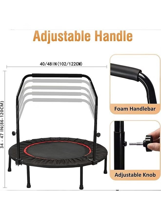 بيوينتي قابل للطي ترامبولين 40 بوصة ريباوندر قابل للتعديل مقبض المنزل معدات صالة الألعاب الرياضية للبالغين الأطفال داخلي في الهواء الطلق هادئ ارتداد تدريب اللياقة البدنية دعم الاستقرار المحمولة أداة التمرين المدمجة - Image 2