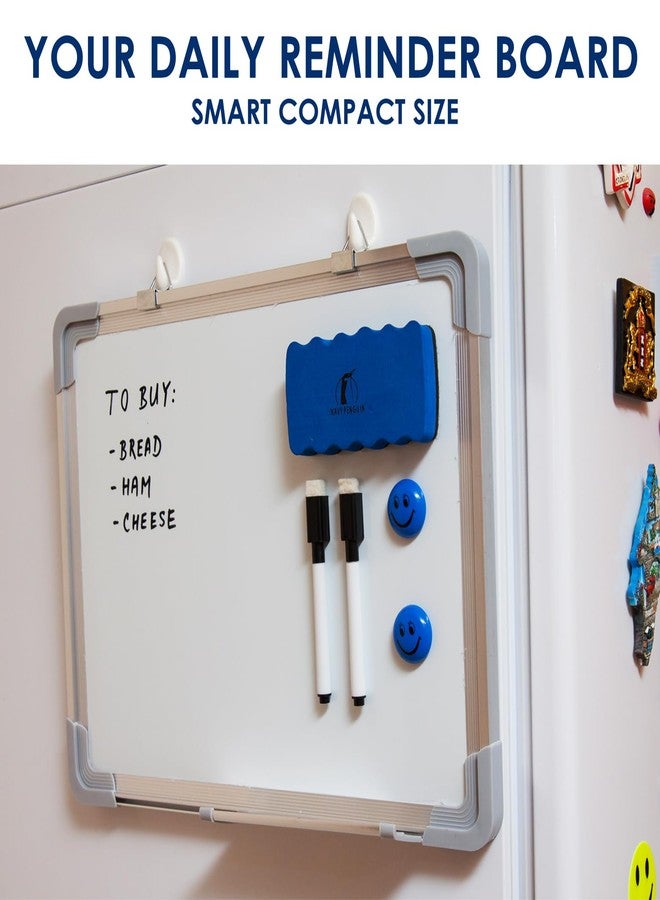 Navy Penguin Whiteboard Set - 15 x 12 in Dry Erase Board with 1 Magnetic Dry Eraser, 4 Dry Wipe Markers and 4 Magnets - Small White Board Wall Hanging Marker Board for Home and Office (15x12) - Image 3
