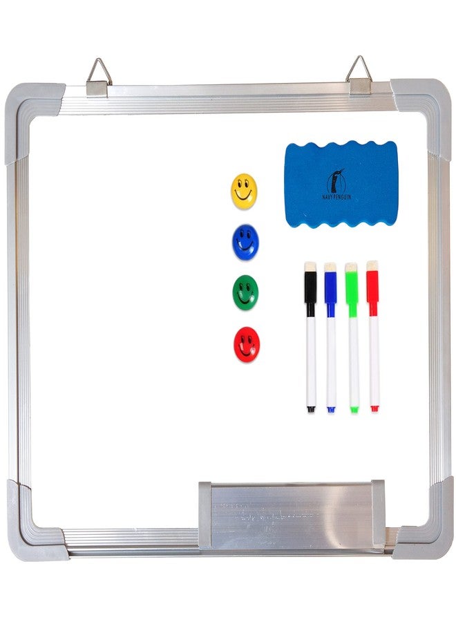 Navy Penguin Whiteboard Set - 15 x 12 in Dry Erase Board with 1 Magnetic Dry Eraser, 4 Dry Wipe Markers and 4 Magnets - Small White Board Wall Hanging Marker Board for Home and Office (15x12) - Image 1