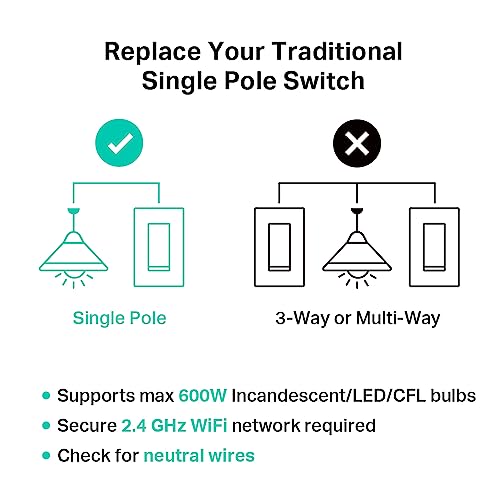 Kasa Smart Kasa Matter Smart Light Switch: Voice Control w/Siri, Alexa & Google Assistant, UL Certified, Timer & Schedule, Easy Guided Install, Neutral Wire Required, Single Pole, 2.4GHz Wi-Fi, 3-Pack - Image 5