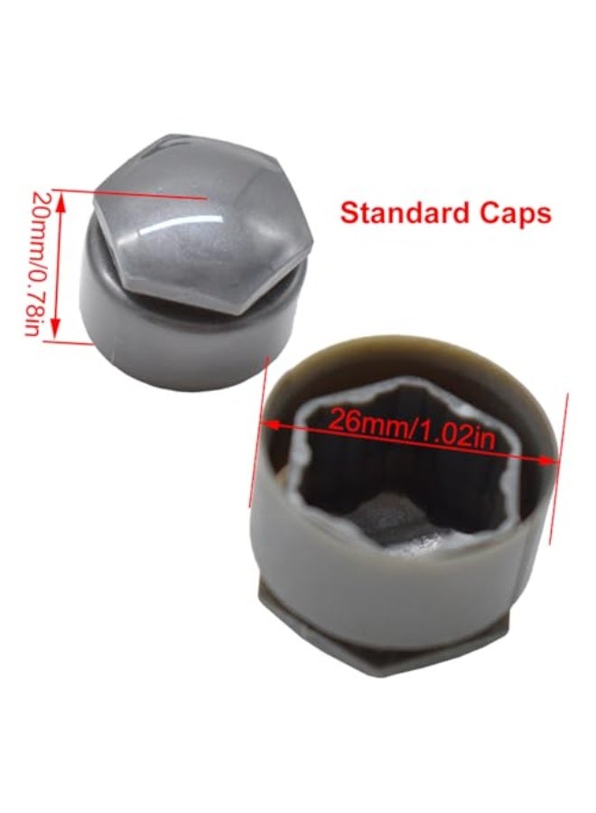 Wheel Center Caps for Audi: 20pcs 25mm Wheel Hub Lug Nut Bolt Caps Designed for Audi A1 A2 A3 A4 A5 A6 A7 A8 Q3 Q5 TT S3 S5 S6 S8 RS3 RS4 RS5 RS6 R8 with 4 Locking Caps + Removal Tool (Grey) - Image 4