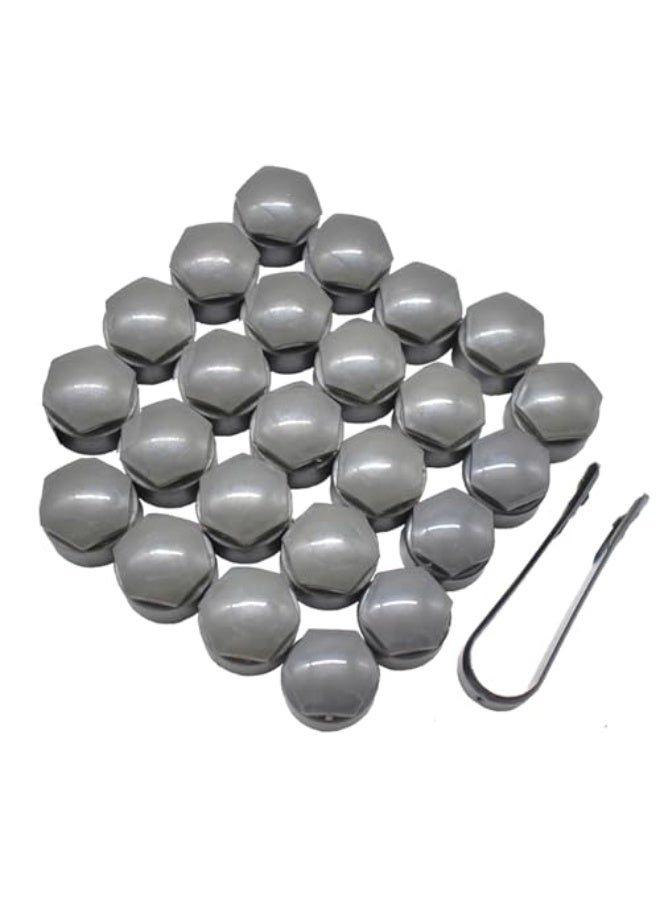 Wheel Center Caps for Audi: 20pcs 25mm Wheel Hub Lug Nut Bolt Caps Designed for Audi A1 A2 A3 A4 A5 A6 A7 A8 Q3 Q5 TT S3 S5 S6 S8 RS3 RS4 RS5 RS6 R8 with 4 Locking Caps + Removal Tool (Grey) - Image 1