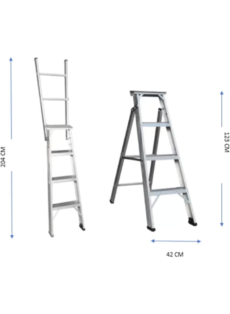 Zamil 4-Step Aluminum Home Ladder – Strong & Lightweight with Non-Slip Rubber Steps and Base – Safe, Foldable & Easy to Store – Elegant Silver Finish - Image 5
