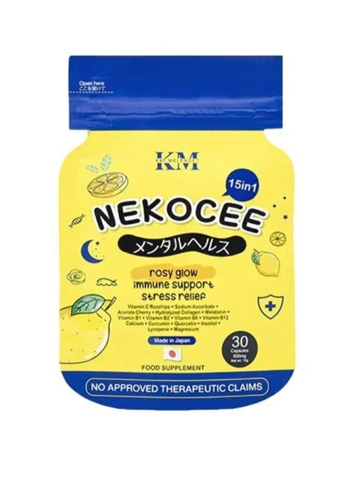 KM Nekocee 15in1 Rosy Glow 30 Capsules - Image 1