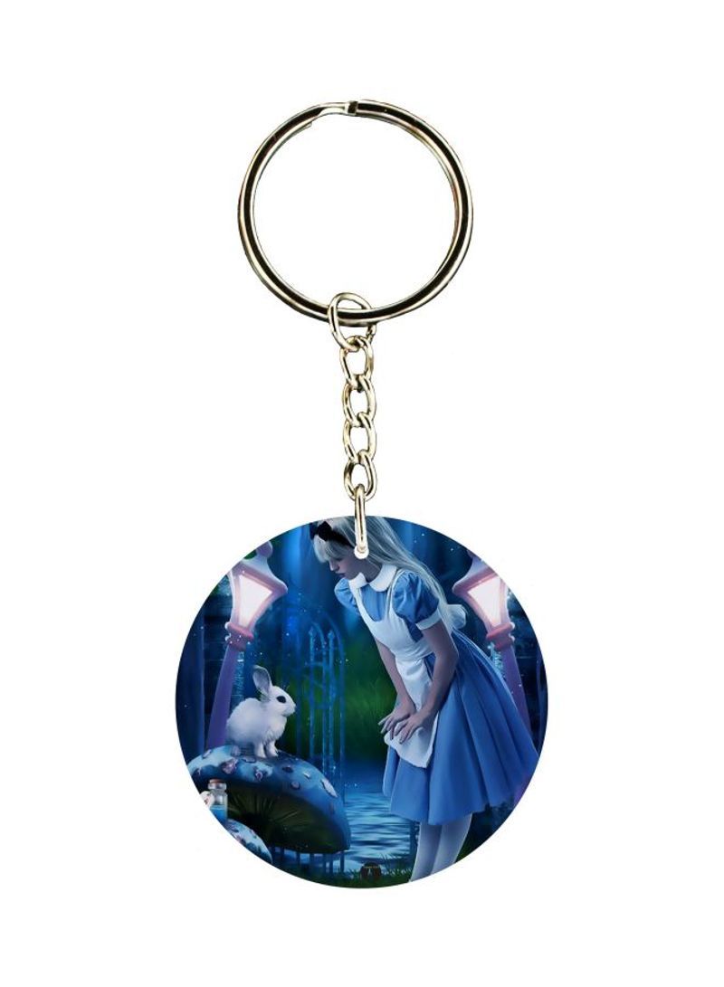 Girl With A Rabit Printed Keychain